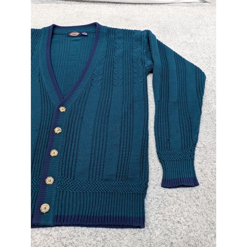 Towncraft Cardigan Sweater Knit Teal‎ Blue MT Tall 38–40 Grandpa Core Y2K Soft - Picture 3 of 12
